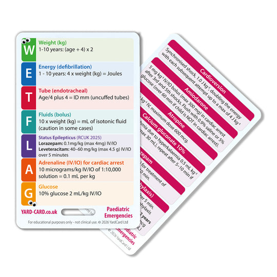 Paediatric YardCard Set - Paediatric Vital Signs Lanyard Reference Cards for Children's Nursing + Medical Students