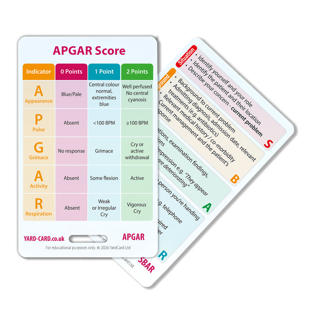Paediatric YardCard Set - Paediatric Vital Signs Lanyard Reference Cards for Children's Nursing + Medical Students