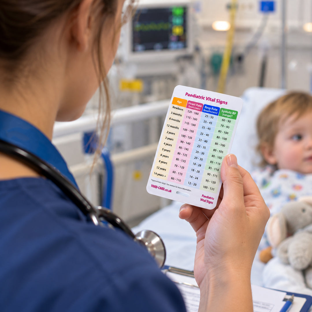 Paediatric YardCard Set - Paediatric Vital Signs Lanyard Reference Cards for Children's Nursing + Medical Students