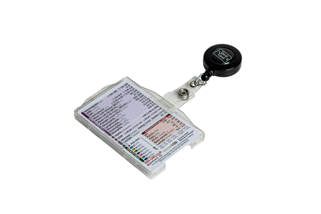 YardCard Badge Card Set (Bloods, ECG, NEWS2, GCS/SBAR) - Lanyard Cards for Healthcare Students